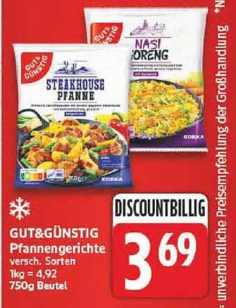 GUT&GÜNSTIG Pfannengerichte versch. Sorten 1kg = 4,92 750g Beutel