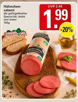 Hähnchen-salami die geflügelte Spezialität, leicht und lecker 100g