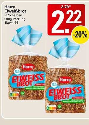 Harry Eiweißbrot in Scheiben 500g Packung 1kg=4.44
