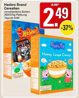 Hasbro Brand Cerealien verschiedene Sorten 350/375g Packung 1kg=ab 6.64