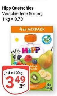 Hipp Quetschies Verschiedene Sorten, 1 kg = 8.73
