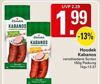 Houdek Kabanos verschiedene Sorten 150g Packung 1kg=13.27