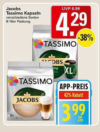 Jacobs Tassimo Kapseln verschiedene Sorten 8-16er Packung