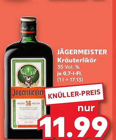 JÄGERMEISTER Kräuterlikör 35 Vol. % je 0,7-l-Fl. (1 l = 17.13)