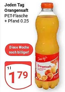 Jeden Tag Orangensaft PET-Flasche + Pfand 0.25