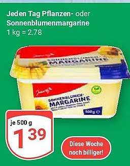 Jeden Tag Pflanzen- oder Sonnenblumenmargarine