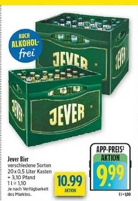 Jever Bier verschiedene Sorten 20 x 0,5 Liter Kasten + 3,10 Pfand