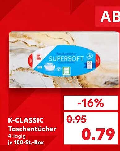 K-CLASSIC Taschentücher 4-lagig je 100-St.-Box