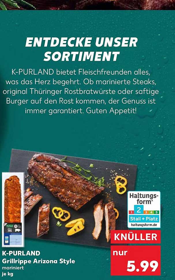 K-PURLAND Grillrippe Arizona Style mariniert je kg