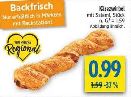 Käsewirl mit Salami, Stück