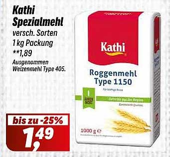 Kathi Spezialmehl versc. Sorten 1kg Packung