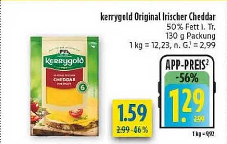 kerrygold Original Irischer Cheddar 50% Fett i. Tr. 130 g Packung