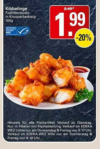 Kibbelinge Fischfiletstücke in Knusperbackteig 100g
