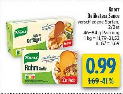 Knorr Delikatess Sauce verschiedene Sorten, 2/3er 46–84 g Packung