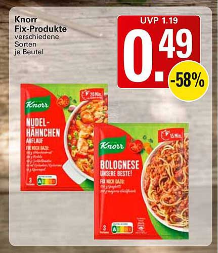 Knorr Fix-Produkte verschiedene Sorten je Beutel