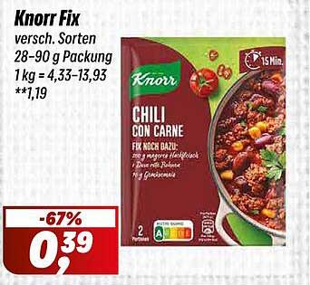 Knorr Fix versch. Sorten 28-90 g Packung 1 kg = 4,33-13,93