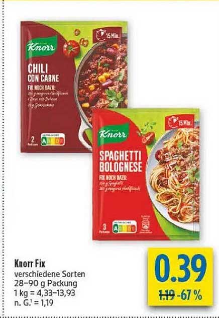 Knorr Fix verschiedene Sorten 28-90 g Packung