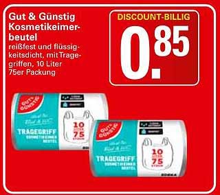 Kosmetikeimerbeutel reißfest und flüssigkeitsdicht, mit Tragegriffen, 10 Liter, 75er Packung