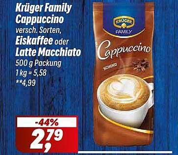 Krüger Family Cappuccino versch. Sorten, Eiskaffee oder Latte Macchiato 500 g Packung 1 kg = 5,58