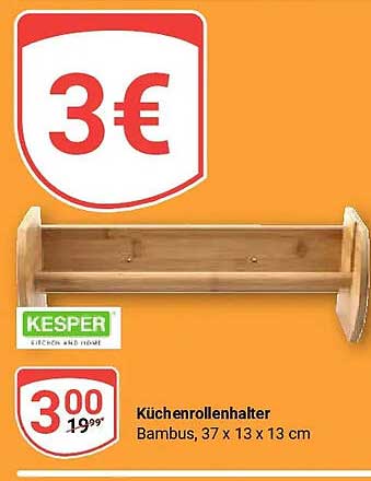 Küchenrollenhalter Bambus, 37 x 13 x 13 cm