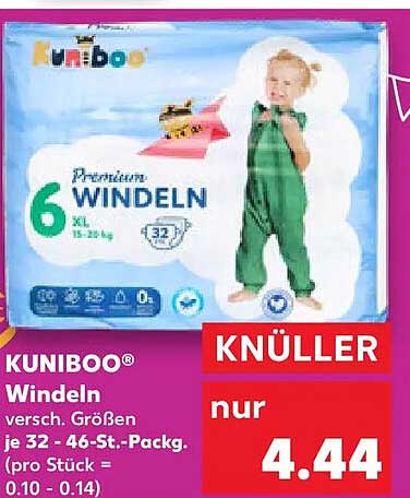 KUNIBOO® Windeln versch. Größen je 32 - 46-St.-Packg. (pro Stück = 0.10 - 0.14)