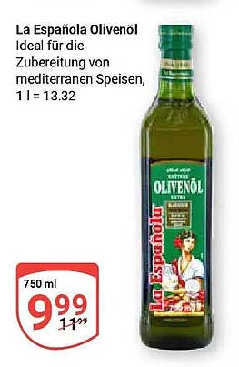 La Española Olivenöl Ideal für die Zubereitung von mediterranen Speisen, 1 l = 13.32