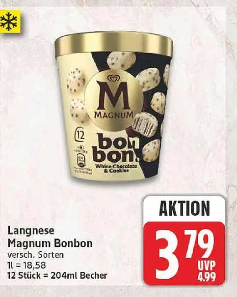 Langnese Magnum Bonbon versch. Sorten 1l = 18,58 12 Stück = 204ml Becher