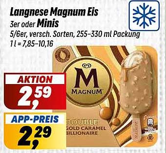 Langnese Magnum Eis 3er oder Minis 5/6er, versch. Sorten, 255–330 ml Packung