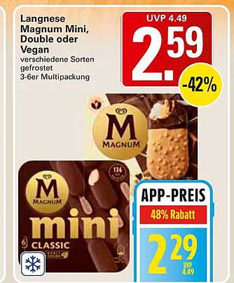 Langnese Magnum Mini, Double oder Vegan verschiedene Sorten geröstet 3-er Multipackung