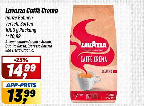 Lavazza Caffè Crema ganze Bohnen versch. Sorten 1000 g Packung