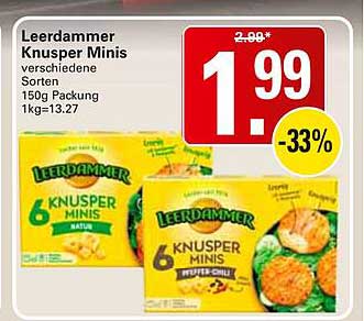 Leerdammer Knusper Minis verschiedene Sorten 150g Packung 1kg=13.27