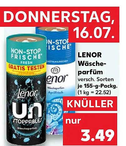 LENOR Wäscheparfüm versch. Sorten je 155-g-Packg. (1 kg = 22.52)