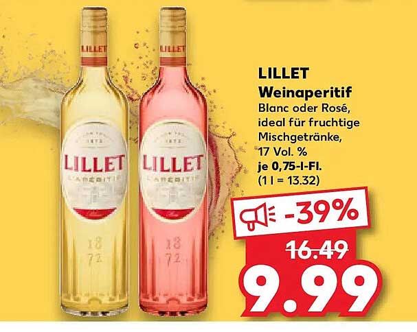 LILLET Weinaperitif Blanc oder Rosé, ideal für fruchtige Mischgetränke, 17 Vol. % je 0,75-l-Fl. (1 l = 13.32)