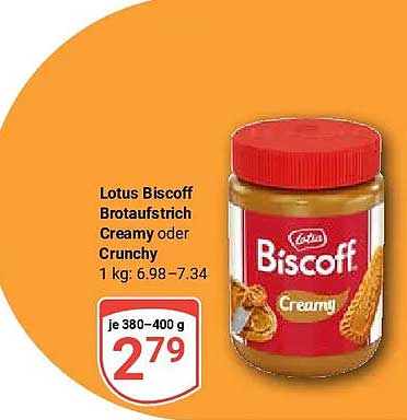 Lotus Biscoff Brotaufstrich Creamy oder Crunchy 1 kg: 6,98 - 7,34