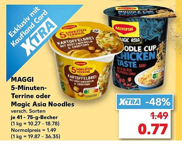 MAGGI 5-Minuten-Terrine oder Maggi Asia Noodles versch. Sorten je 41 - 75-g-Becher
