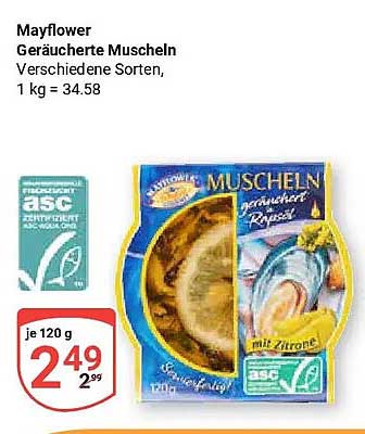 Mayflower Geräucherte Muscheln Verschiedene Sorten, 1 kg = 34.58