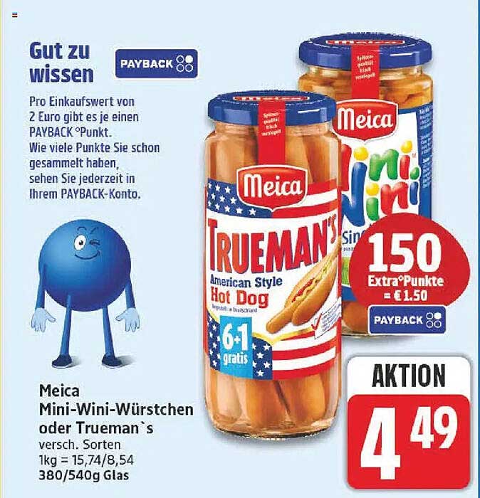 Meica Mini-Wini-Würstchen oder Truman´s versch. Sorten 1kg = 15,74/8,54 380/540g Glas