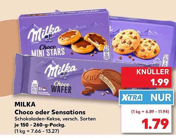 MILKA Choco oder Sensations Schokoladen-Kekse, versch. Sorten je 150 - 260-g-Packg. (1 kg = 7.66 - 13.27)