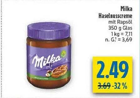 Milka Haselnusscreme mit Rapsöl 350 g Glas