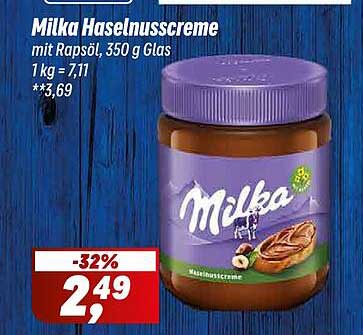 Milka Haselnusscreme mit Rapsöl, 350 g Glas