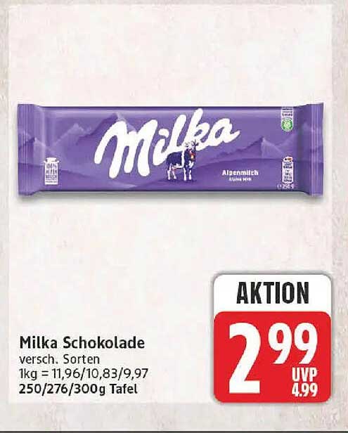 Milka Schokolade versch. Sorten