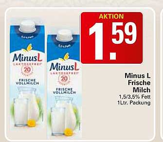 Minus L Frische Milch 1,5/3,5% Fett 1Ltr. Packung