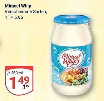 Miracel Whip Verschiedene Sorten, 1 l = 5.96