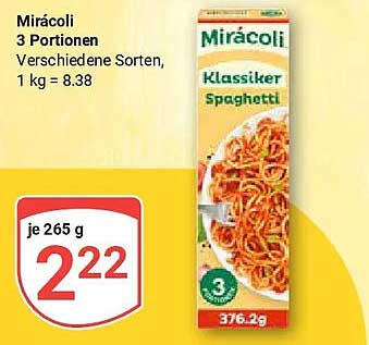 Mirácoli 3 Portionen Verschiedene Sorten, 1 kg = 8.38