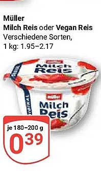 Müller Milch Reis oder Vegan Reis Verschiedene Sorten, 1 kg: 1.95–2.17