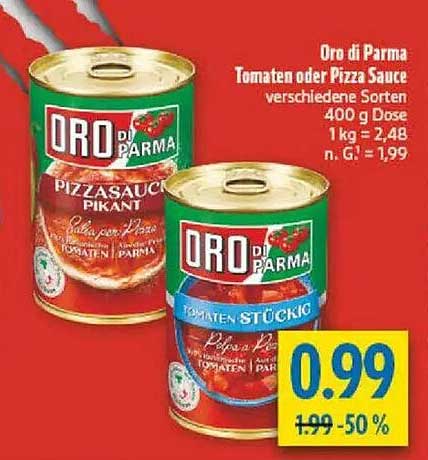 Oro di Parma Tomaten oder Pizza Sauce verschiedene Sorten 400 g Dose