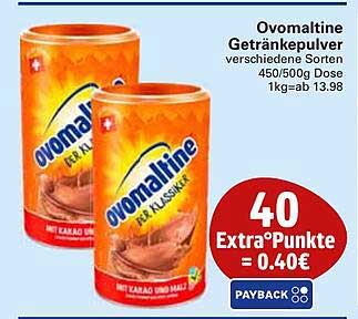 Ovomaltine Getränkepulver verschiedene Sorten 450/500g Dose 1kg=ab 13.98