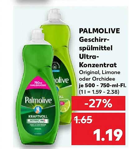 PALMOLIVE Geschirrspülmittel Ultra-Konzentrat Original, Limone oder Orchidee je 500 - 750-ml-Fl. (1 l = 1.59 - 2.38)