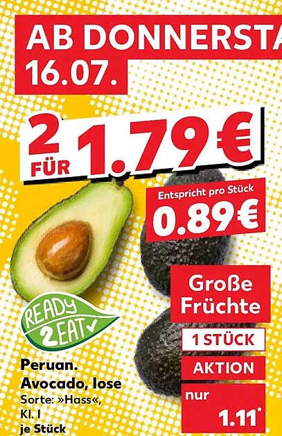 Peruan. Avocado, lose Sorte: »Hass«, Kl. I je Stück