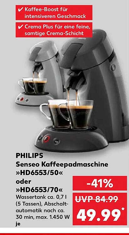 PHILIPS Senseo Kaffeepadmaschine »HD6553/50« oder »HD6553/70«